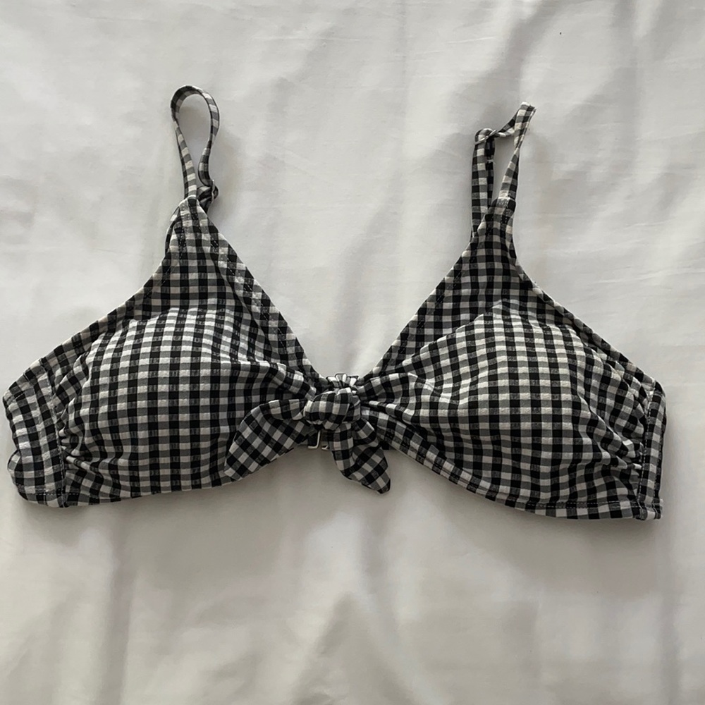 Gingham Black & White Bikini Top